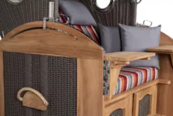 Strandkorb Werdum XL Teak PE Grey Dessin 584 15 Strandkorb Werdum XL Teak PE Grey Dessin 584 -Schemel Shop MP23510 Strandkorb Werdum XL Teak PE Grey durchgeflochten Dessin 584 8