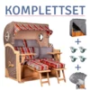 Strandkorb Norderney Teak Bullauge PE Grey Dessin 584-KOMPLETTSET -Schemel Shop MP24204SET Komplettset Norderney Teak grey 584