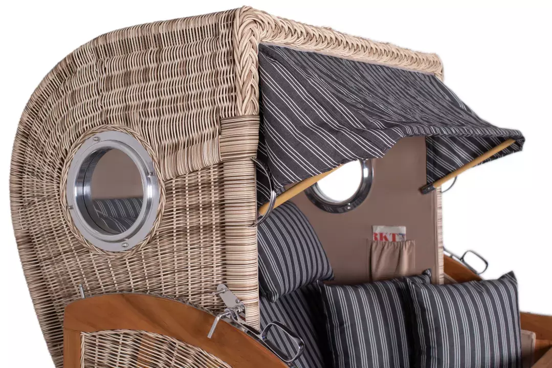 Strandkorb Amrum Grande Teak PE Shell Dessin 500 6 Strandkorb Amrum Grande Teak PE Shell Dessin 500 – Bild 4