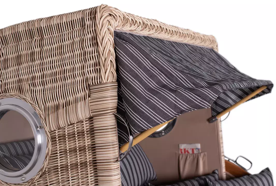 Strandkorb Amrum Grande Teak PE Shell Dessin 500 5 Strandkorb Amrum Grande Teak PE Shell Dessin 500 – Bild 3