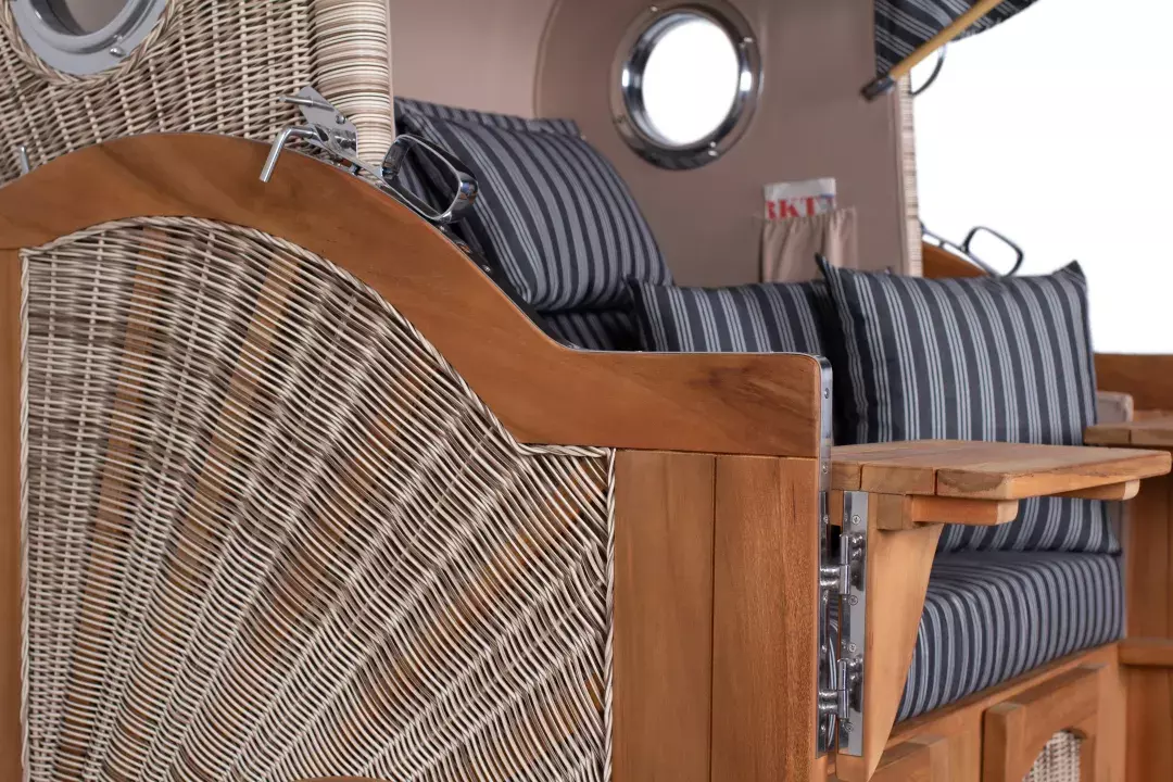 Strandkorb Amrum Grande Teak PE Shell Dessin 500 7 Strandkorb Amrum Grande Teak PE Shell Dessin 500 – Bild 5