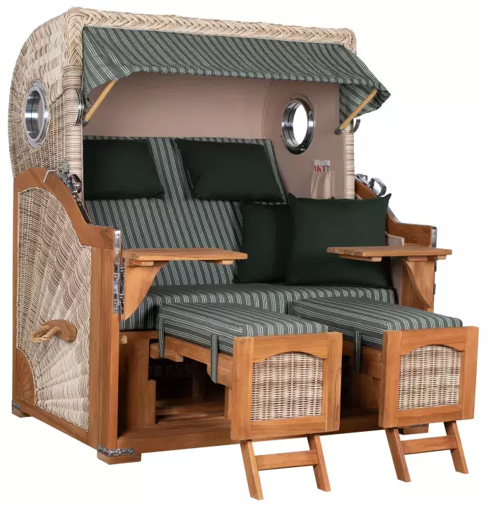 Strandkorb Amrum Grande Teak PE Shell Dessin 504 3 Strandkorb Amrum Grande Teak PE Shell Dessin 504