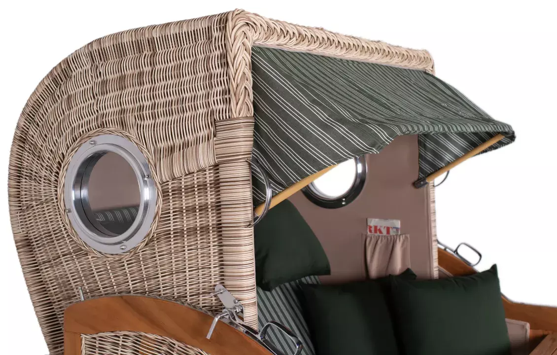 Strandkorb Amrum Grande Teak PE Shell Dessin 504 5 Strandkorb Amrum Grande Teak PE Shell Dessin 504 – Bild 3