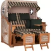 Strandkorb Amrum Grande Teak PE Shell Dessin 506 -Schemel Shop MP24803 Strandkorb Amrum Grande Teak PE shell 506