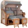 Strandkorb Amrum Grande Teak PE Shell Dessin 520 -Schemel Shop MP24807 Strandkorb Amrum Grande Teak PE shell 520