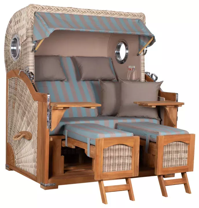 Strandkorb Amrum Grande Teak PE Shell Dessin 520 3 Strandkorb Amrum Grande Teak PE Shell Dessin 520