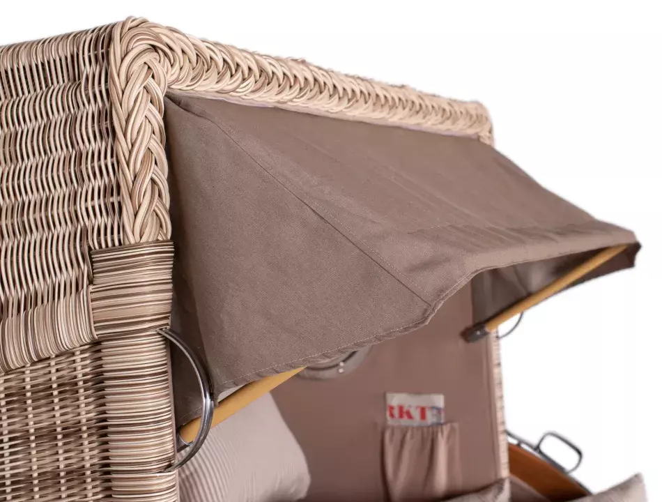 Strandkorb Amrum Grande Teak PE Shell Dessin 534 5 Strandkorb Amrum Grande Teak PE Shell Dessin 534 – Bild 3