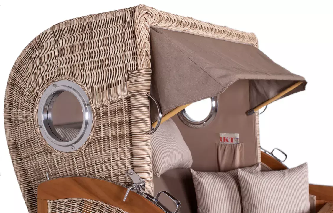 Strandkorb Amrum Grande Teak PE Shell Dessin 534 6 Strandkorb Amrum Grande Teak PE Shell Dessin 534 – Bild 4