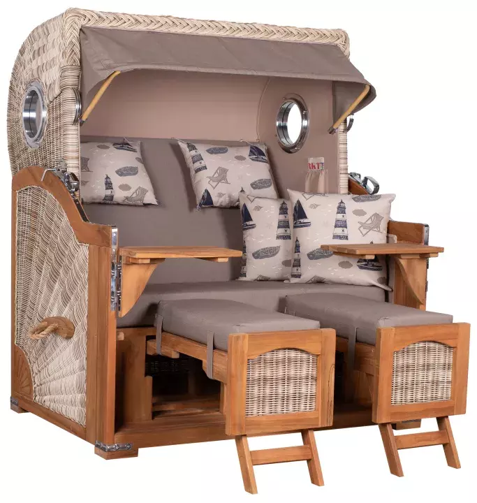 Strandkorb Amrum Grande Teak PE Shell Dessin 540 3 Strandkorb Amrum Grande Teak PE Shell Dessin 540