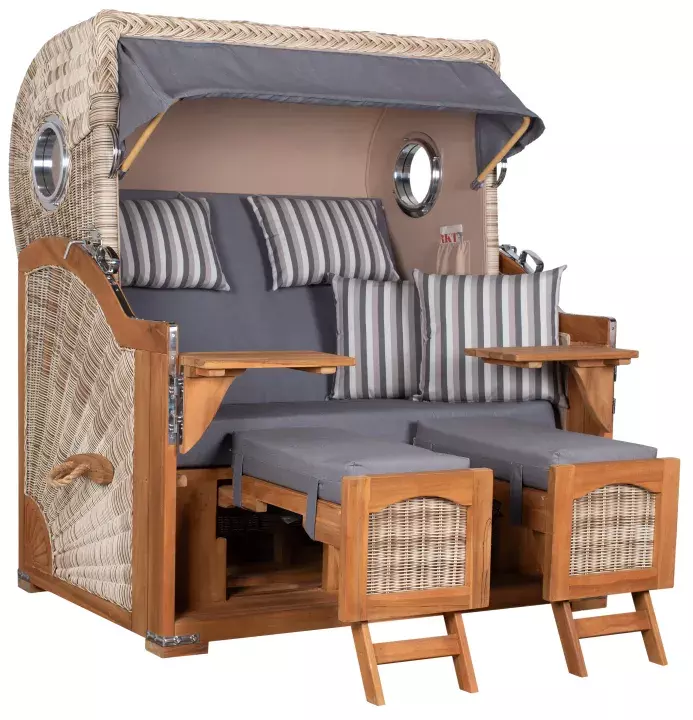 Strandkorb Amrum Grande Teak PE Shell Dessin 544 3 Strandkorb Amrum Grande Teak PE Shell Dessin 544