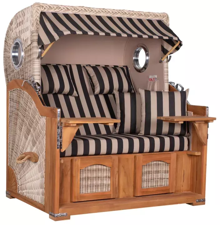 Strandkorb Amrum Grande Teak PE Shell Dessin 581 4 Strandkorb Amrum Grande Teak PE Shell Dessin 581 – Bild 2