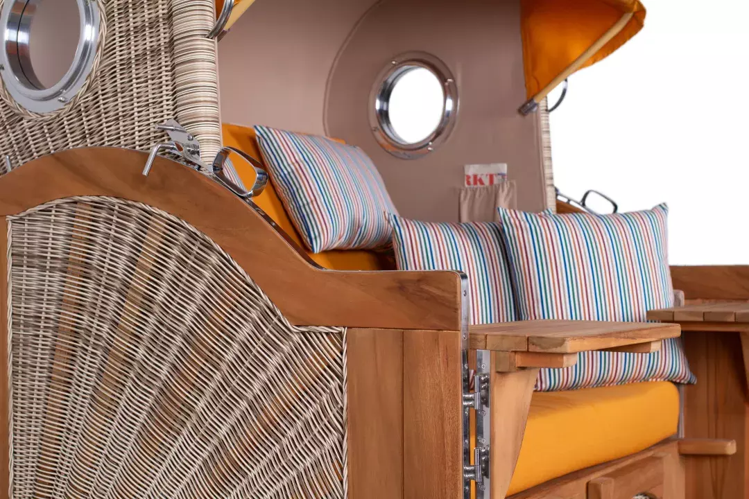 Strandkorb Amrum Grande Teak PE Shell Dessin 586 – Bild 5