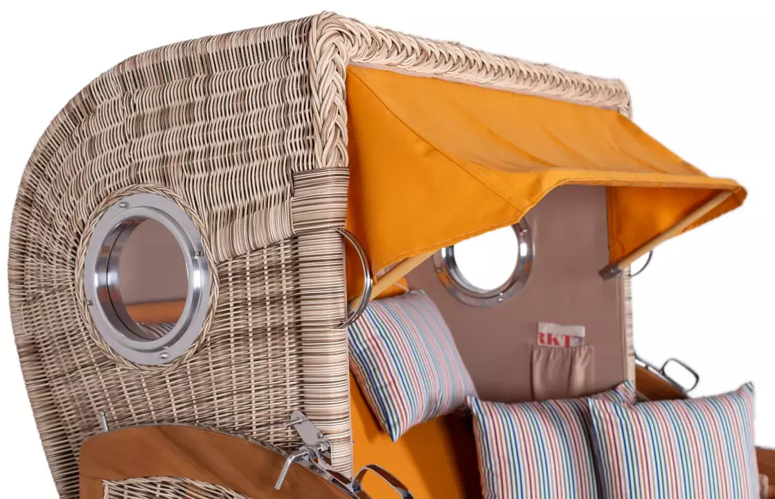 Strandkorb Amrum Grande Teak PE Shell Dessin 586 – Bild 3