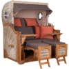 Strandkorb Amrum Grande Teak PE Shell Dessin 591