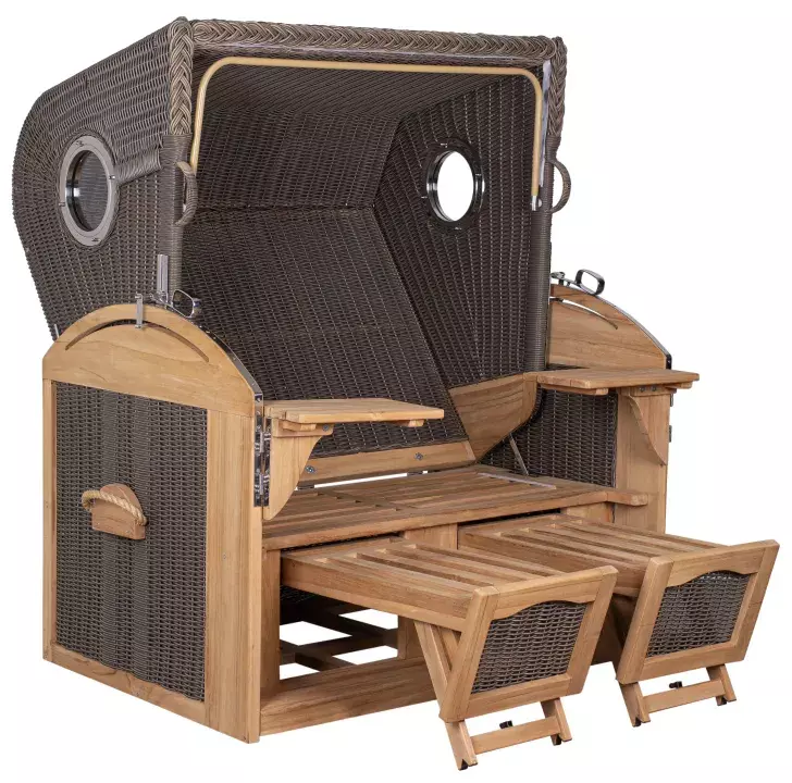 Strandkorb Werdum XL Teak PE Grey Dessin 505 – Bild 9