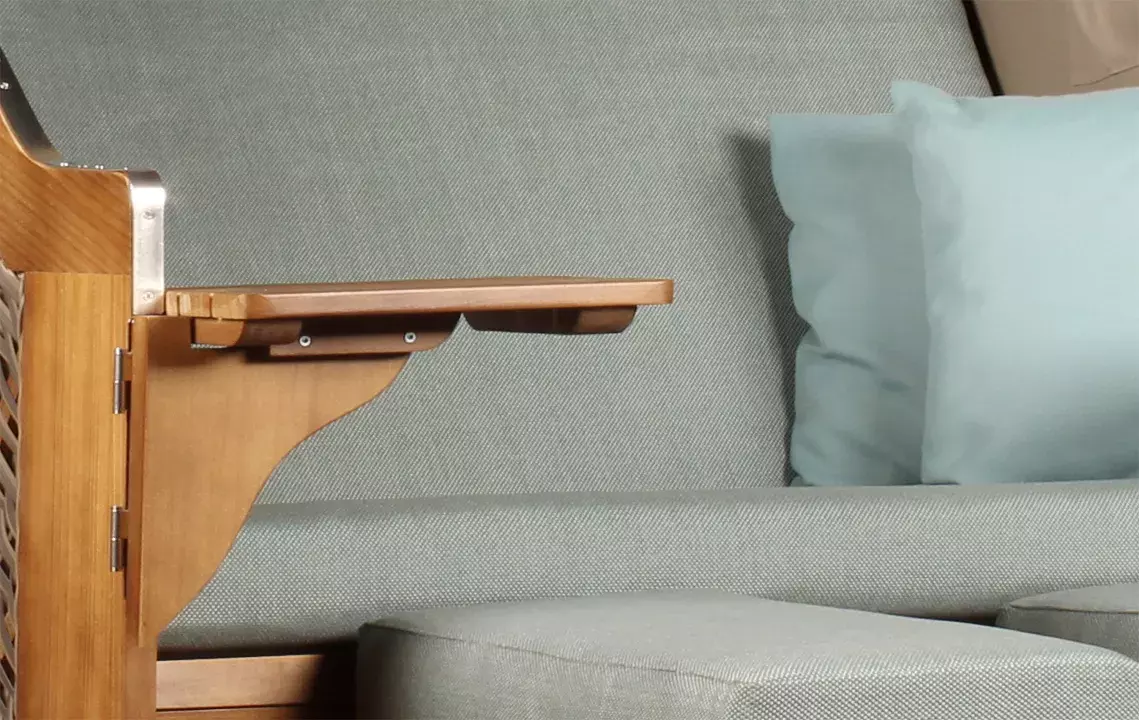 Strandkorb Schleswig Pinie Braun PE Mokka Dessin 565 – Bild 6