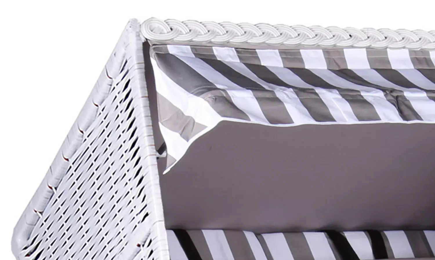 Strandkorb Baltic PE Weiß Dessin Grau Weiß 7 Strandkorb Baltic PE Weiß Dessin Grau Weiß – Bild 5