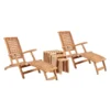 Deckchair ZickZack Teak Und Beistelltisch 3er Set Teak-KOMPLETTSET -Schemel Shop moebelset yacht burton 02140 2