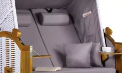 Strandkorb Baltic PE Weiß Dessin Uni Grau -Schemel Shop mp02310 strandkorb baltic pe weiss dessin uni grau 2