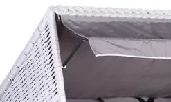 Strandkorb Baltic PE Weiß Dessin Uni Grau -Schemel Shop mp02310 strandkorb baltic pe weiss dessin uni grau 4