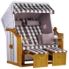 Strandkorb Baltic PE Weiß Dessin Grau Kariert -Schemel Shop mp02314 strandkorb baltic pe weiss dessin grau kariert