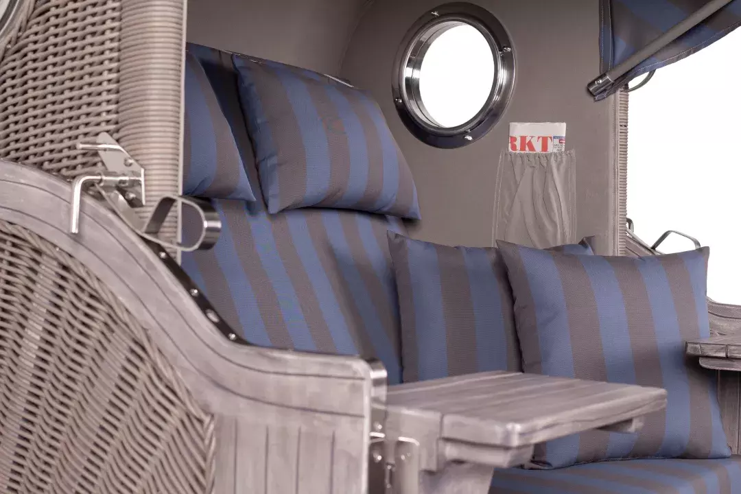 Strandkorb Amrum Mahagoni Washed Grey PE Koboo Grey Dessin 582 4 Strandkorb Amrum Mahagoni Washed Grey PE Koboo Grey Dessin 582 – Bild 2