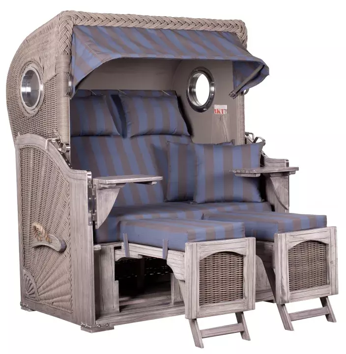 Strandkorb Amrum Mahagoni Washed Grey PE Koboo Grey Dessin 582 3 Strandkorb Amrum Mahagoni Washed Grey PE Koboo Grey Dessin 582