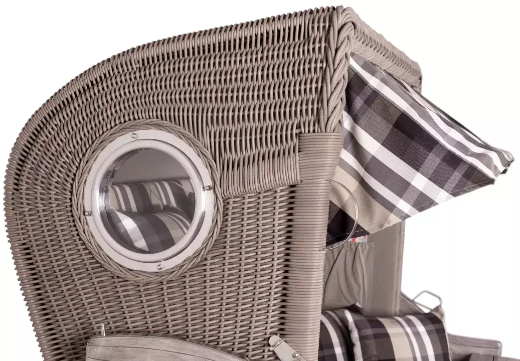 Strandkorb Amrum Mahagoni Washed Grey PE Koboo Grey Dessin 583 6 Strandkorb Amrum Mahagoni Washed Grey PE Koboo Grey Dessin 583 – Bild 4