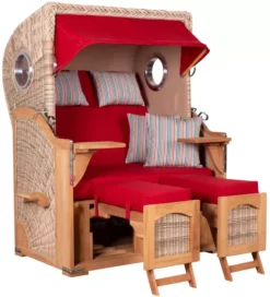 Strandkorb Amrum Teak PE Shell Dessin 585