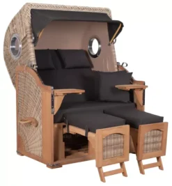 Strandkorb Amrum Teak PE Shell Dessin 548