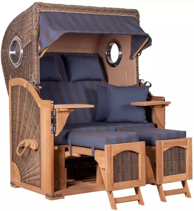 Strandkorb Amrum Teak PE Grey Dessin 582 3 Strandkorb Amrum Teak PE Grey Dessin 582