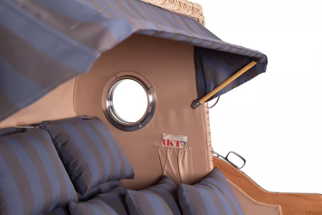 Strandkorb Norderney XXL Teak Bullauge PE Shell Dessin 582 4 Strandkorb Norderney XXL Teak Bullauge PE Shell Dessin 582 – Bild 2