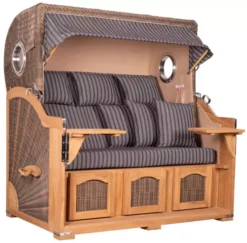 Strandkorb Amrum Grande XXL Teak Bullauge PE Grey Dessin 500 -Schemel Shop mp23800 strandkorb amrum grande xxl dessin 500 2