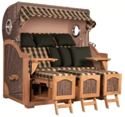 Strandkorb Amrum Grande XXL Teak Bullauge PE Grey Dessin 506