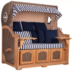 Strandkorb Amrum Grande XXL Teak Bullauge PE Grey Dessin 518 -Schemel Shop mp23805 strandkorb amrum grande xxl dessin 518 2