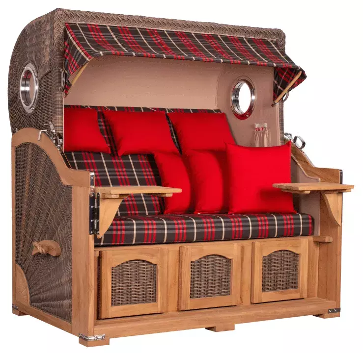 Strandkorb Amrum Grande XXL Teak Bullauge PE Grey Dessin 529 4 Strandkorb Amrum Grande XXL Teak Bullauge PE Grey Dessin 529 – Bild 2