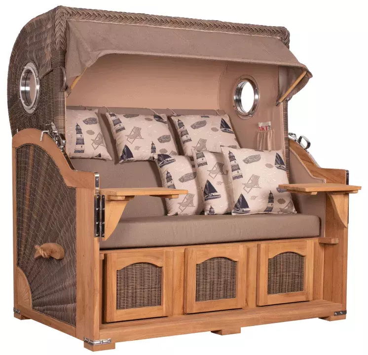 Strandkorb Amrum Grande XXL Teak Bullauge PE Grey Dessin 540 4 Strandkorb Amrum Grande XXL Teak Bullauge PE Grey Dessin 540 – Bild 2