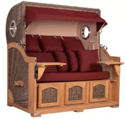 Strandkorb Amrum Grande XXL Teak Bullauge PE Grey Dessin 550 -Schemel Shop mp23813 strandkorb amrum grande xxl dessin 550 2