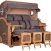 Strandkorb Amrum Grande XXL Teak Bullauge PE Grey Dessin 551