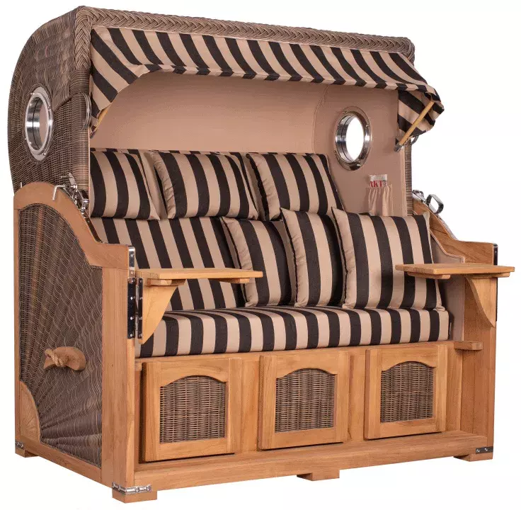 Strandkorb Amrum Grande XXL Teak Bullauge PE Grey Dessin 581 4 Strandkorb Amrum Grande XXL Teak Bullauge PE Grey Dessin 581 – Bild 2