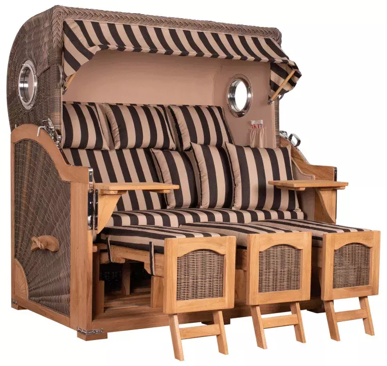 Strandkorb Amrum Grande XXL Teak Bullauge PE Grey Dessin 581 3 Strandkorb Amrum Grande XXL Teak Bullauge PE Grey Dessin 581