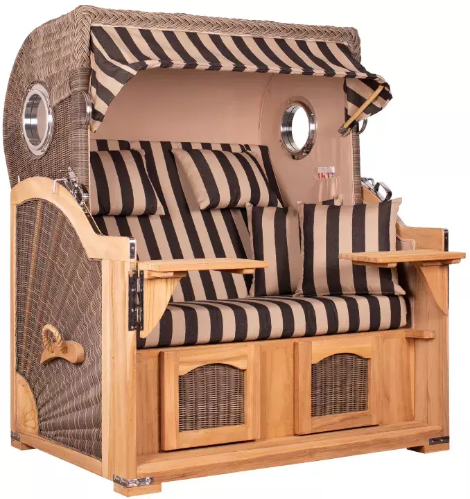 Strandkorb Amrum Grande Teak PE Grey Dessin 581 4 Strandkorb Amrum Grande Teak PE Grey Dessin 581 – Bild 2