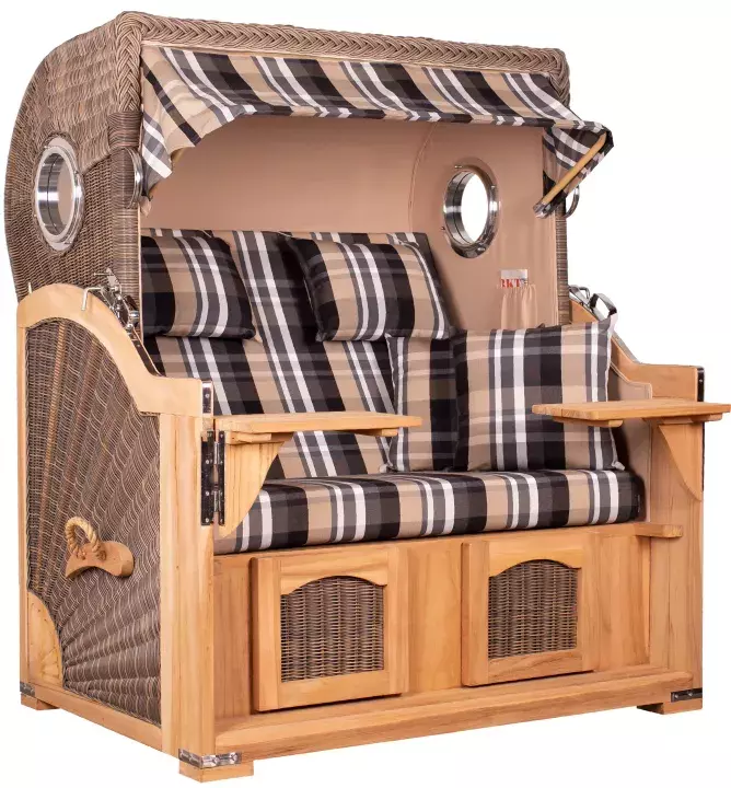 Strandkorb Amrum Grande Teak PE Grey Dessin 583 4 Strandkorb Amrum Grande Teak PE Grey Dessin 583 – Bild 2