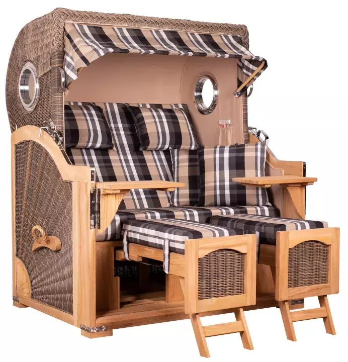 Strandkorb Amrum Grande Teak PE Grey Dessin 583 3 Strandkorb Amrum Grande Teak PE Grey Dessin 583