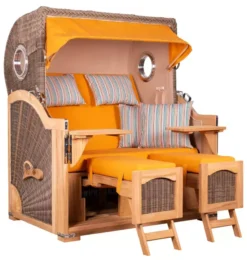 Strandkorb Amrum Grande Teak PE Grey Dessin 586