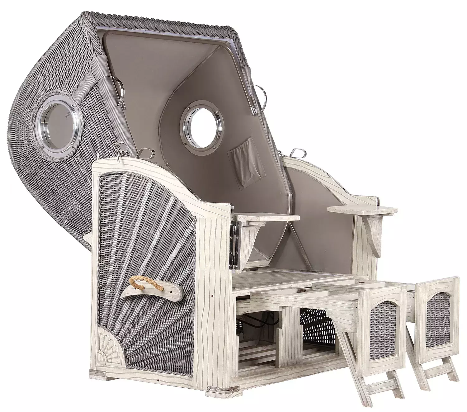 Strandkorb Amrum Mahagoni Washed Grey PE Koboo Grey Dessin 583 10 Strandkorb Amrum Mahagoni Washed Grey PE Koboo Grey Dessin 583 – Bild 8