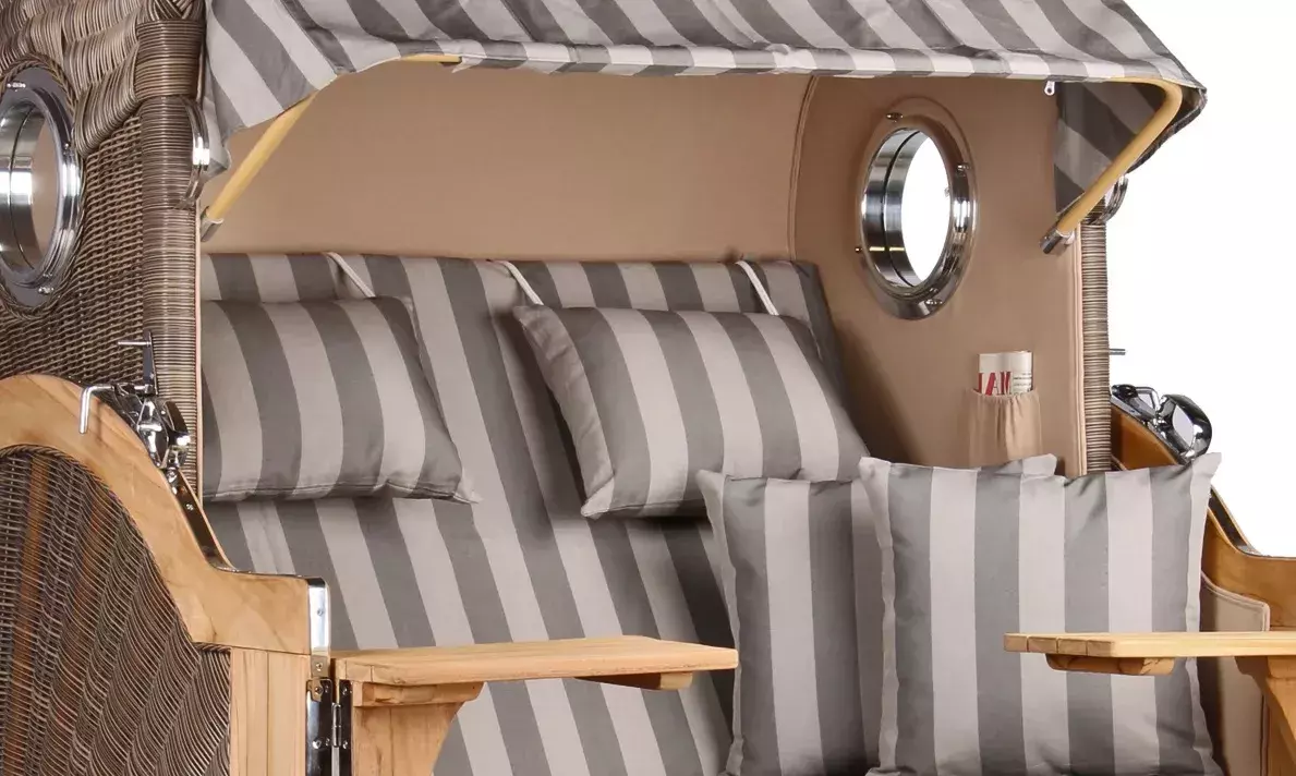 Strandkorb Amrum Teak PE Grey Dessin 537 4 Strandkorb Amrum Teak PE Grey Dessin 537 – Bild 2