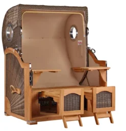 Strandkorb Amrum Teak PE Grey Dessin 518 -Schemel Shop strandkorb amrum bullauge teak pe grey dessin 537 4 7