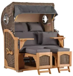 Strandkorb Amrum Teak PE Grey Dessin 551