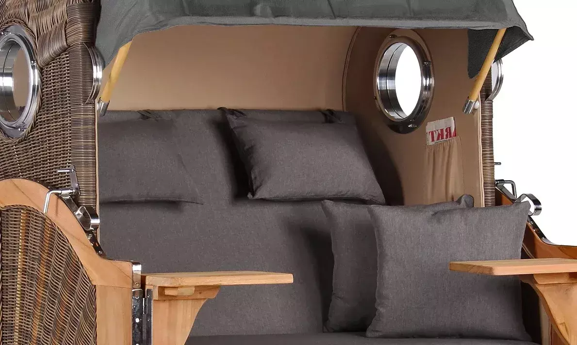 Strandkorb Amrum Teak PE Grey Dessin 551 4 Strandkorb Amrum Teak PE Grey Dessin 551 – Bild 2